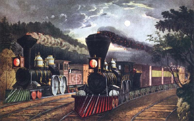 Fanny Palmer The Lightning Express Trains Leaving the junction China oil painting art